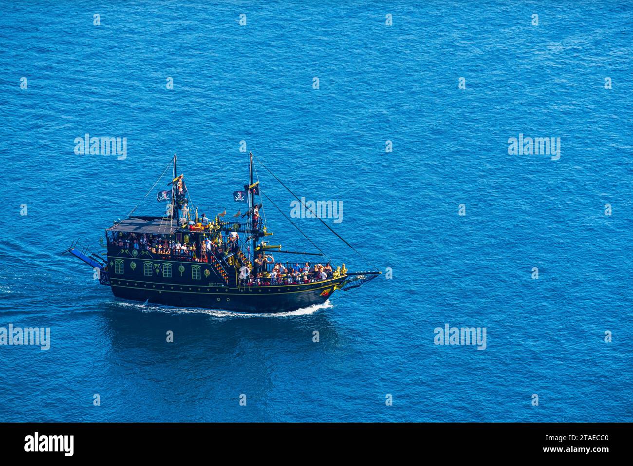 Grèce, îles Ioniennes, île de Corfou, ville de Corfou (ou Kerkyra), bateau d'excursion Banque D'Images
