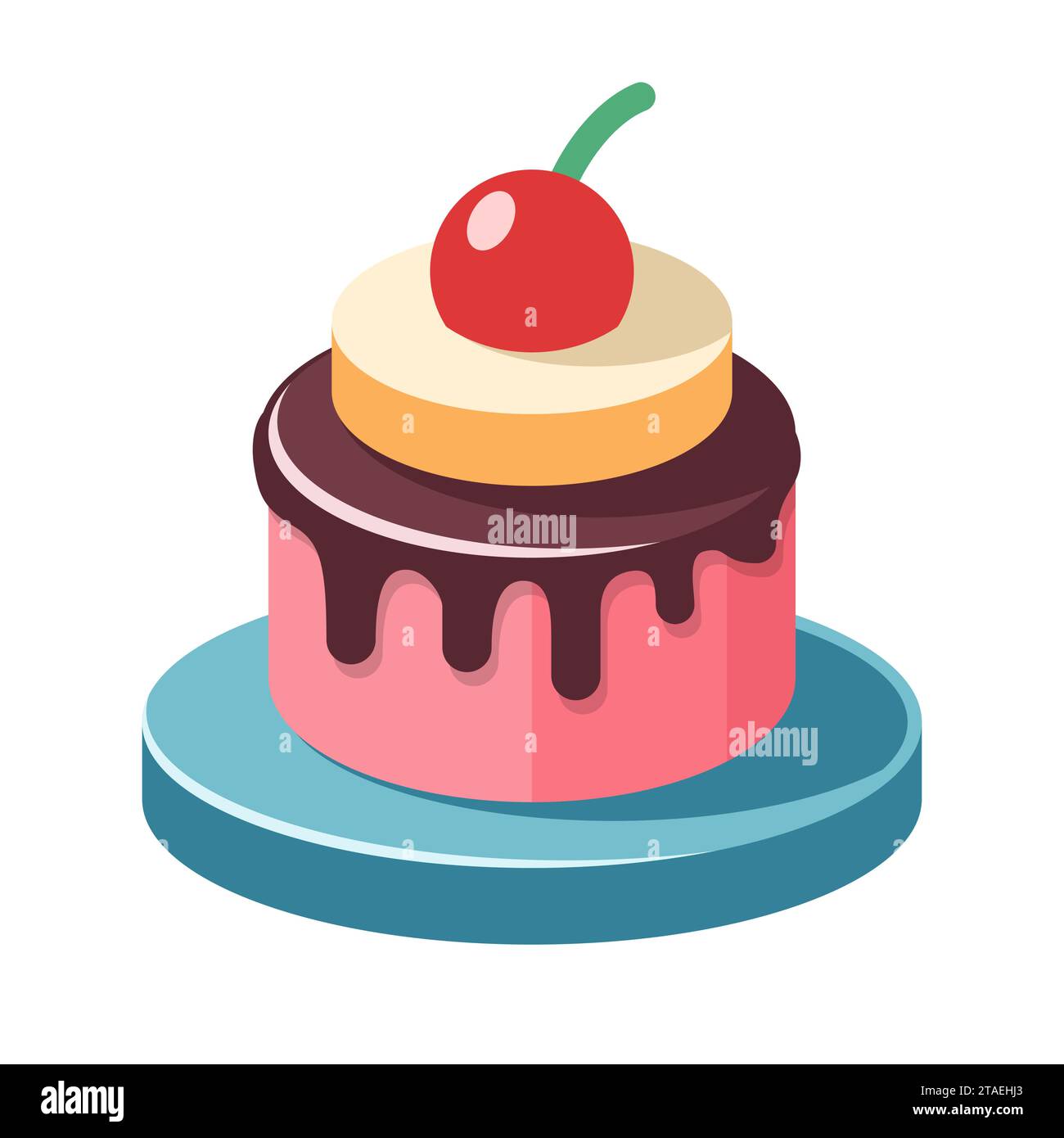 Gâteau dessert, nourriture sucrée. Symbole délicieux simple. Gâteau d'anniversaire sucré, cupcake Bakery isolé sur blanc. Illustration vectorielle. Illustration de Vecteur