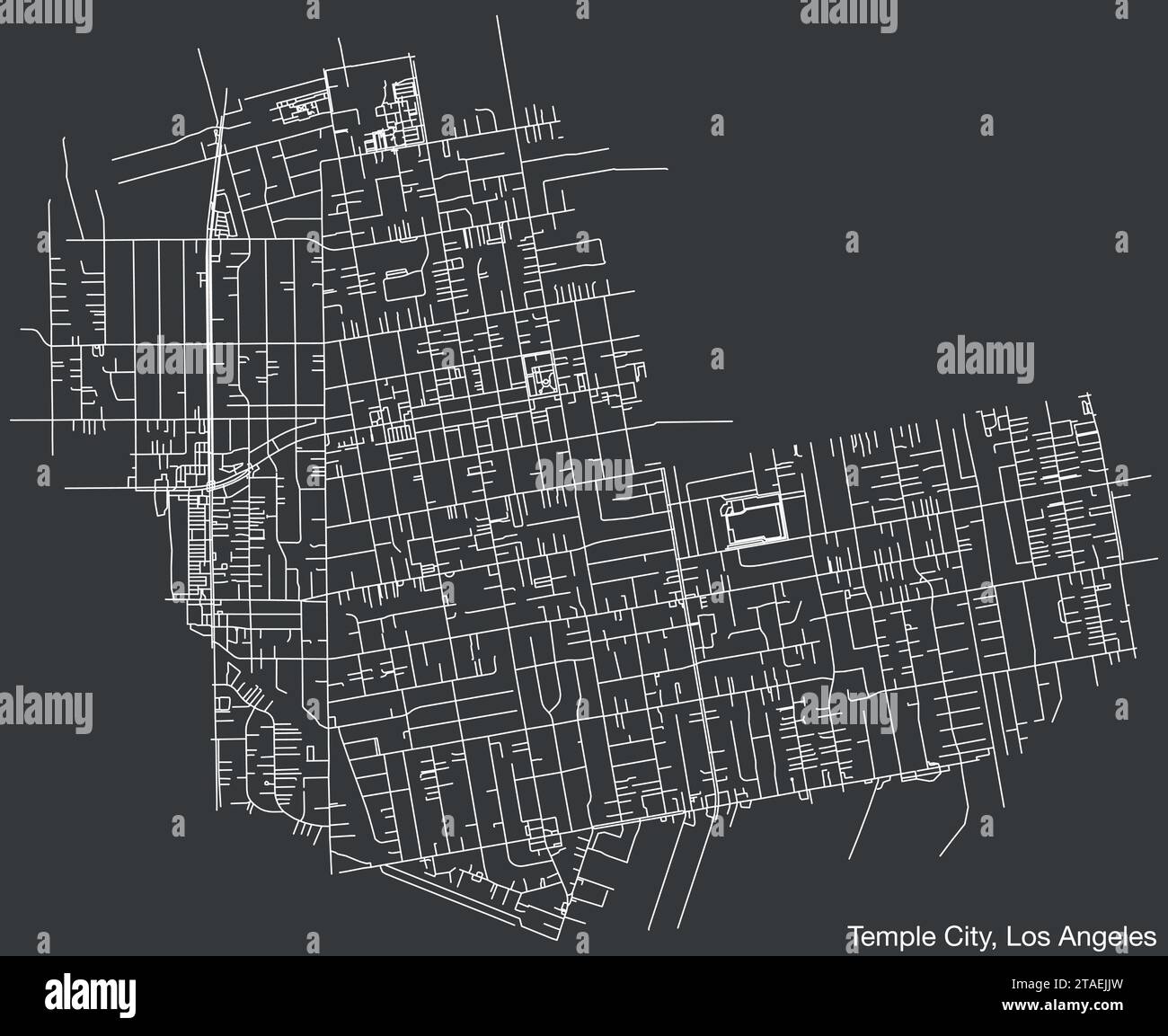 Carte des rues de la VILLE DE TEMPLE CITY, CONSEIL MUNICIPAL DE LOS ANGELES Illustration de Vecteur