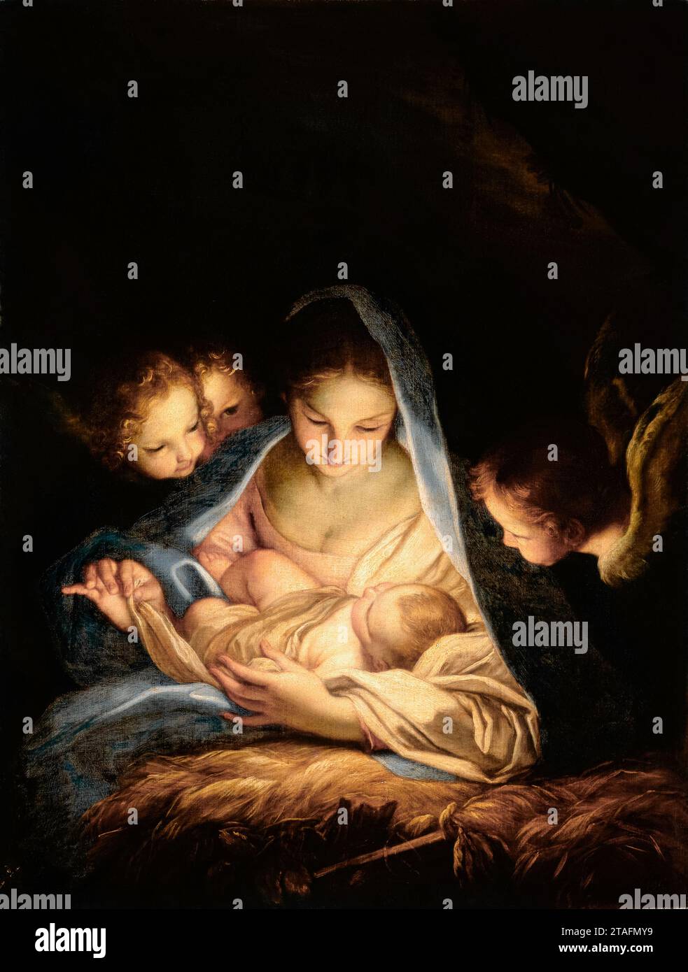 Carlo Maratta, la nuit Sainte (la Nativité) 1655 ; huile sur toile ; Dresde, Allemagne Banque D'Images