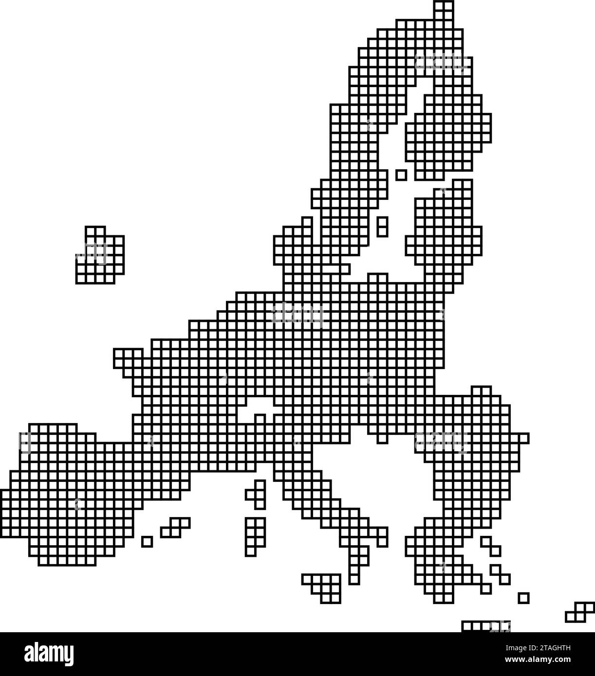 Silhouette de carte de l'Union européenne à partir de la structure de mosaïque de motif noir de carrés. Illustration vectorielle. Illustration de Vecteur