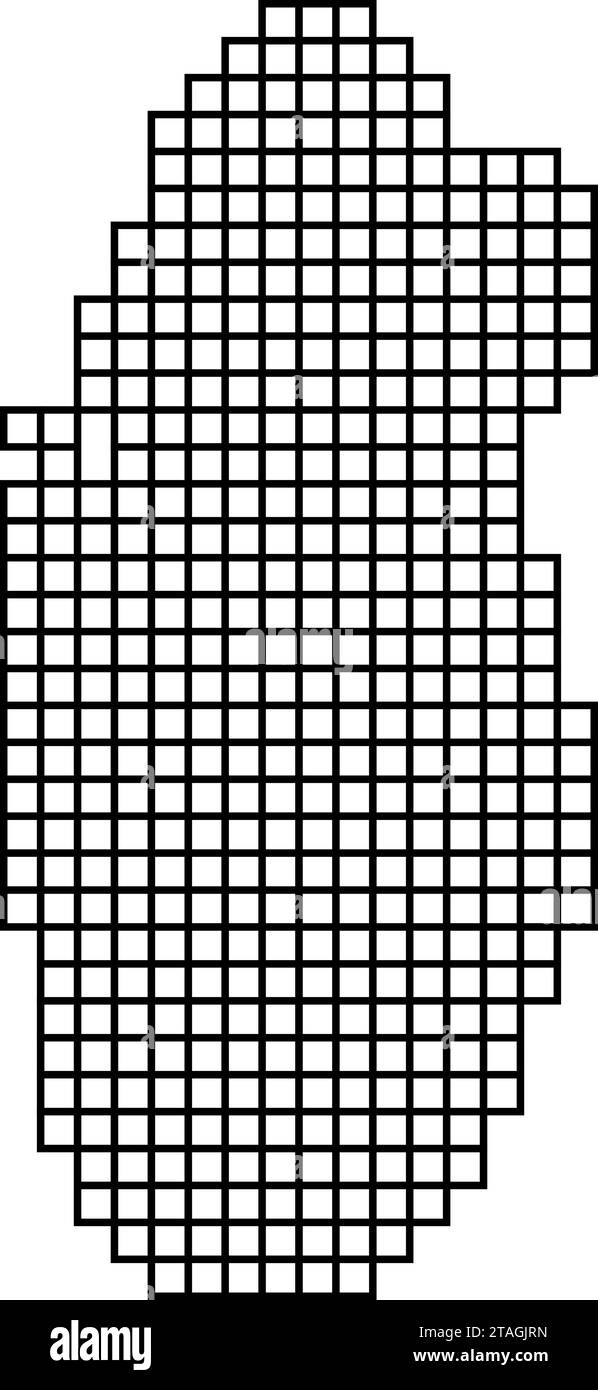 Silhouette de carte du Qatar à partir de la structure de mosaïque de motif noir de carrés. Illustration vectorielle. Illustration de Vecteur