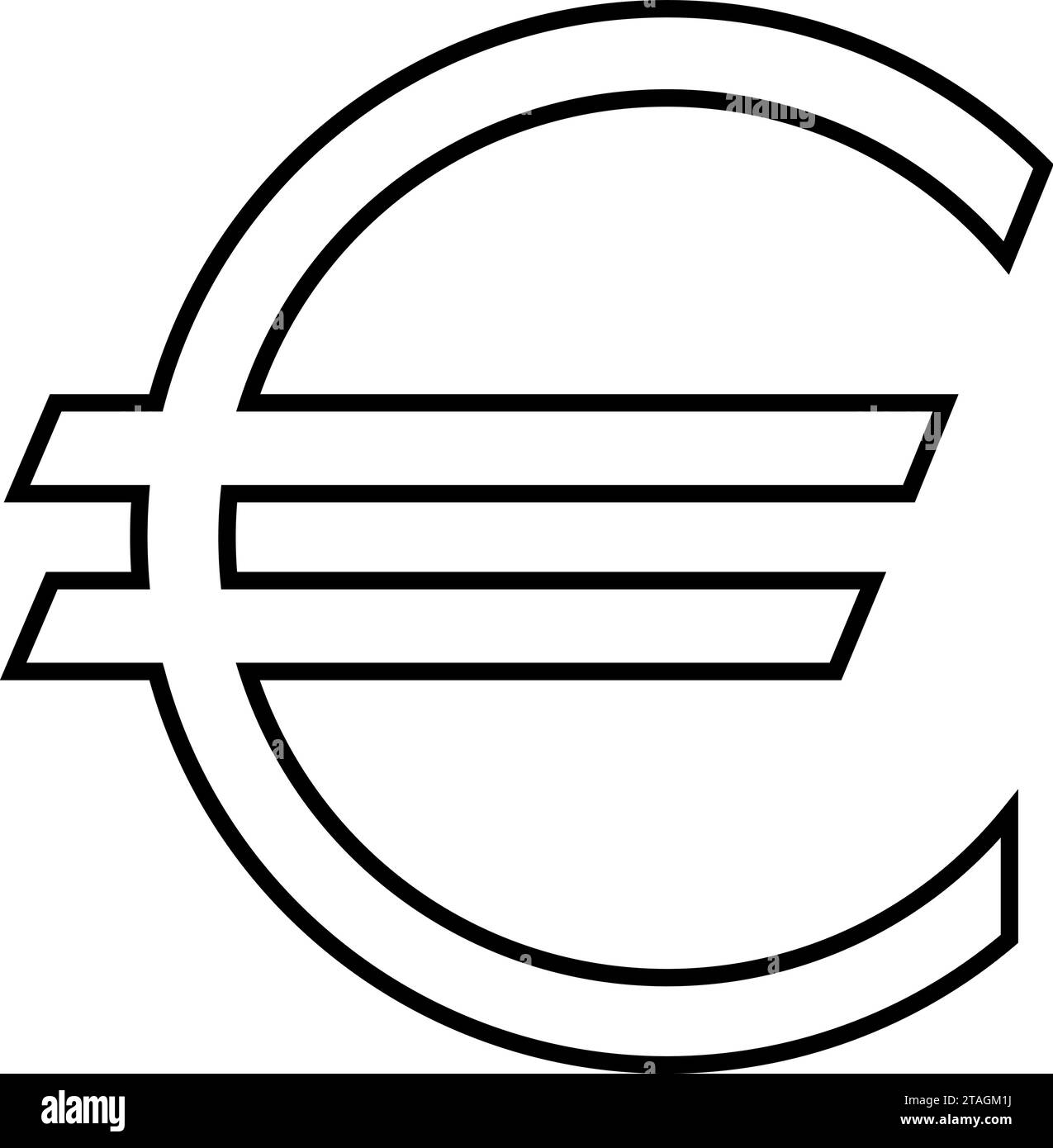 Euro € symbole ou signe graphique de la monnaie paneuropéenne à partir de lignes noires de courbes de contour sur fond blanc. Illustration vectorielle. Illustration de Vecteur