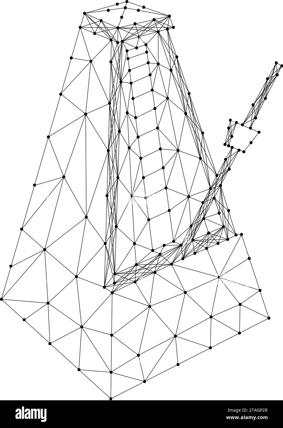 Métronome mécanique, à partir de lignes noires polygonales abstraites futuristes et de points. Concept de faible poly. Illustration vectorielle. Illustration de Vecteur