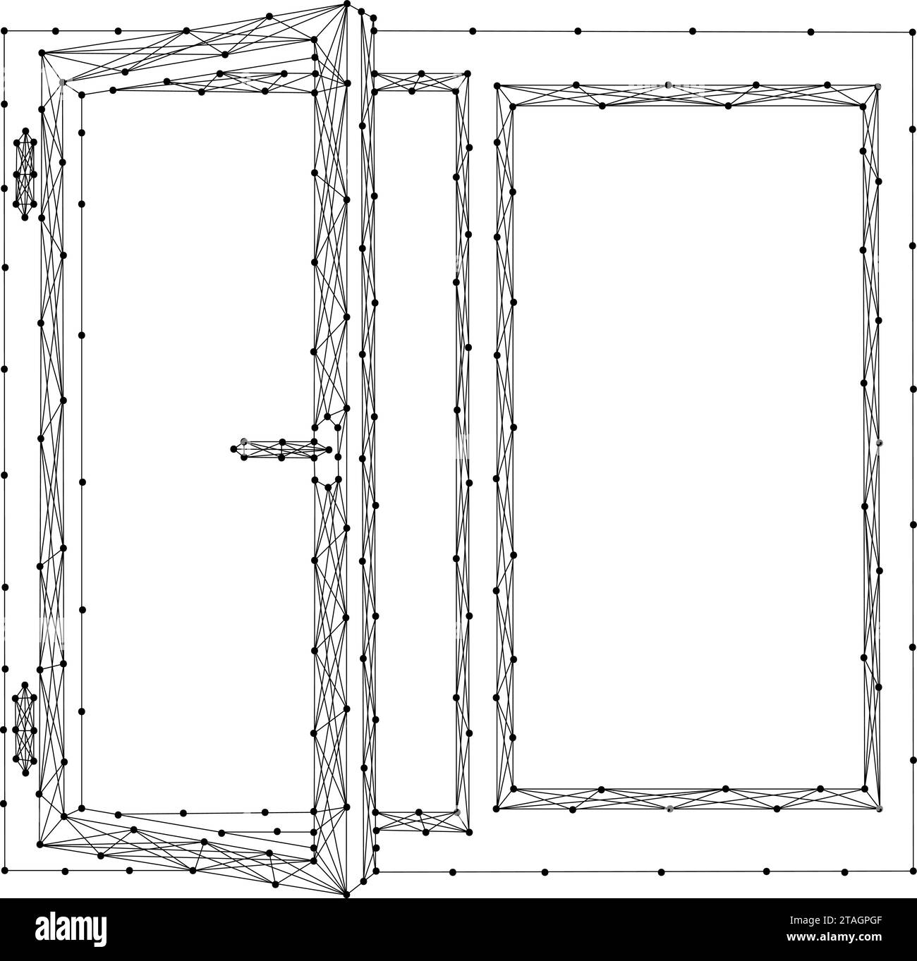 Fenêtre et partie de ceinture ouverte, à partir de lignes noires polygonales abstraites futuristes et de points. Concept de faible poly. Illustration vectorielle. Illustration de Vecteur