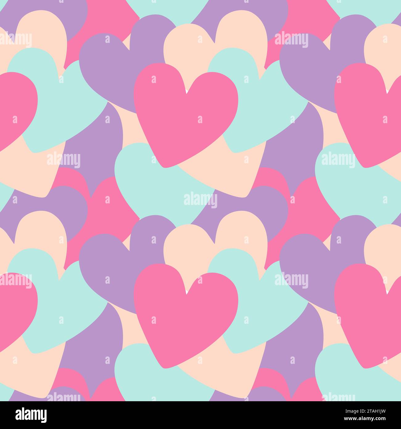 Modèle d'amour pour la Saint Valentin avec coeurs, couleurs pastel, bleu, rose, rouge, violet. Illustration vectorielle Illustration de Vecteur