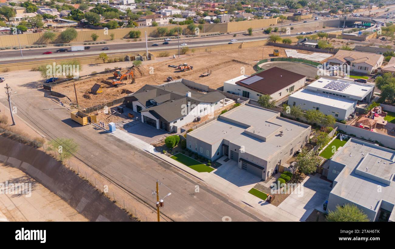 Une vue aérienne de maisons nouvellement finies à Phoenix, Arizona Banque D'Images