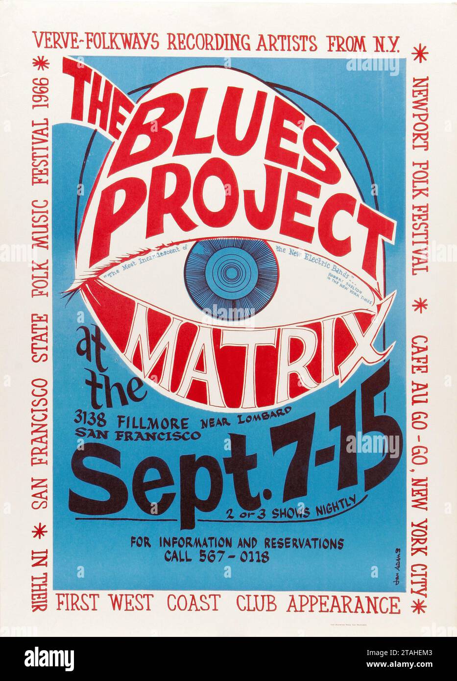The Blues Project at the Matrix - Belle affiche de concert vintage (1966) Banque D'Images