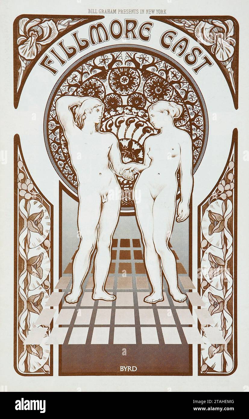 Programme Fillmore East (Bill Graham, 1969) style Alphonse Mucha, Art Nouveau Banque D'Images