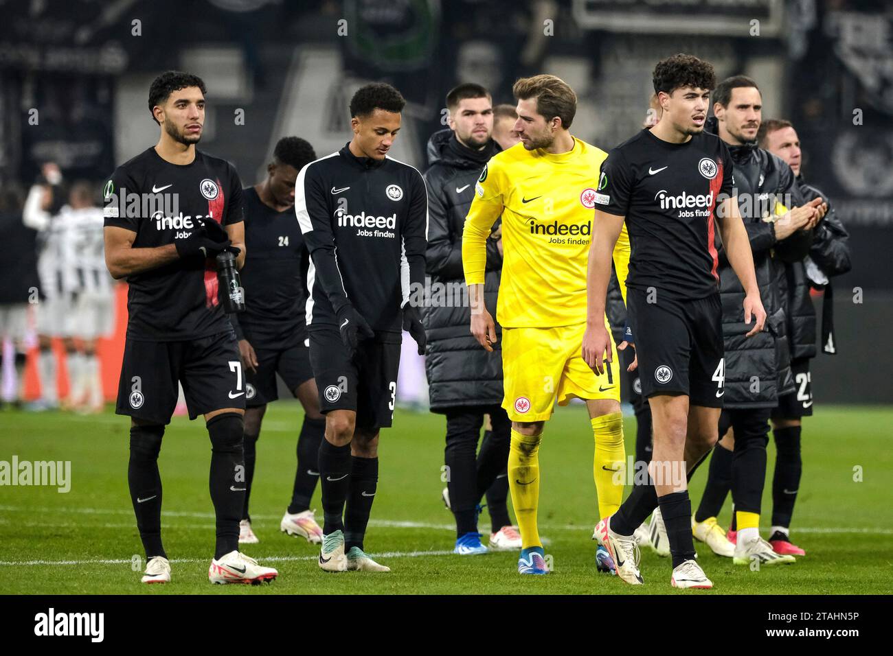 Francfort, Deutschland. 30 novembre 2023. Eintracht Frankfurt ist enttaeuscht, GER, Eintracht Frankfurt gegen. PAOK Thessaloniki, Fussball, UEFA Europa Conference League, Gruppenphase, 5. Spieltag, saison 2023/2024, 30.11.2023 photo : Eibner-Pressefoto/Florian Wiegand crédit : dpa/Alamy Live News Banque D'Images