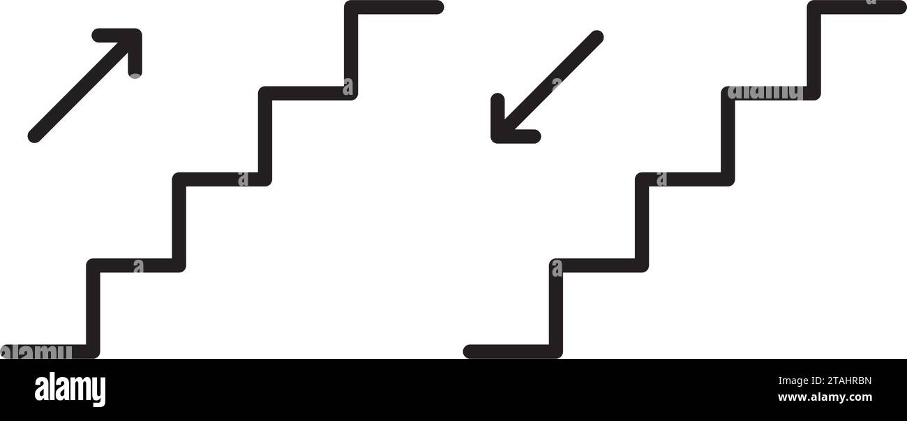 Icône d'escalier définie avec des flèches Illustration de Vecteur