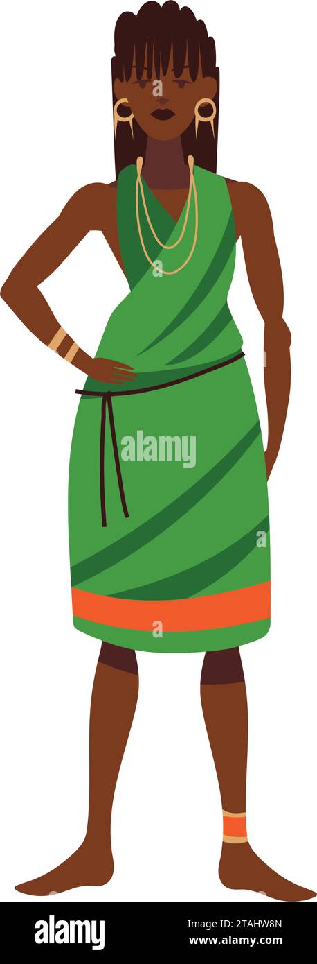 afrique du sud femme en robe verte Illustration de Vecteur