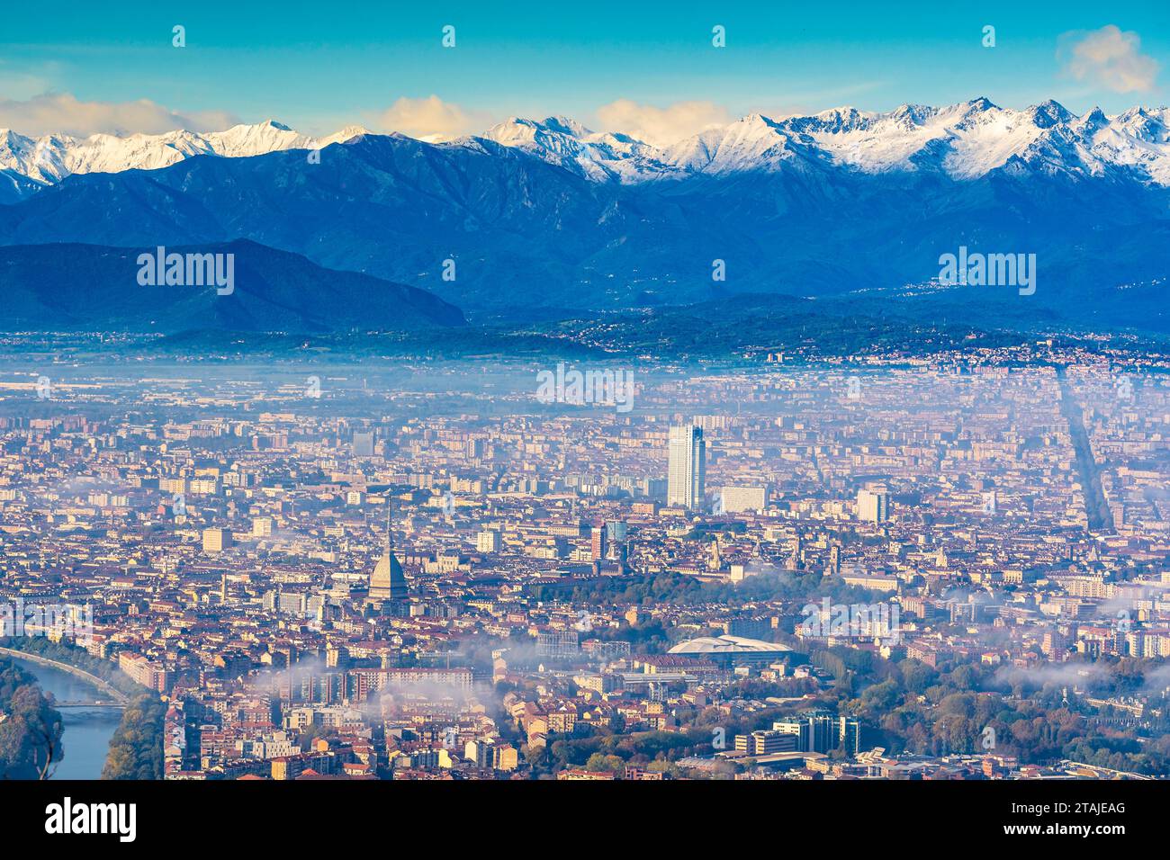 Vue aérienne de la ville de Turin (Italie) Banque D'Images