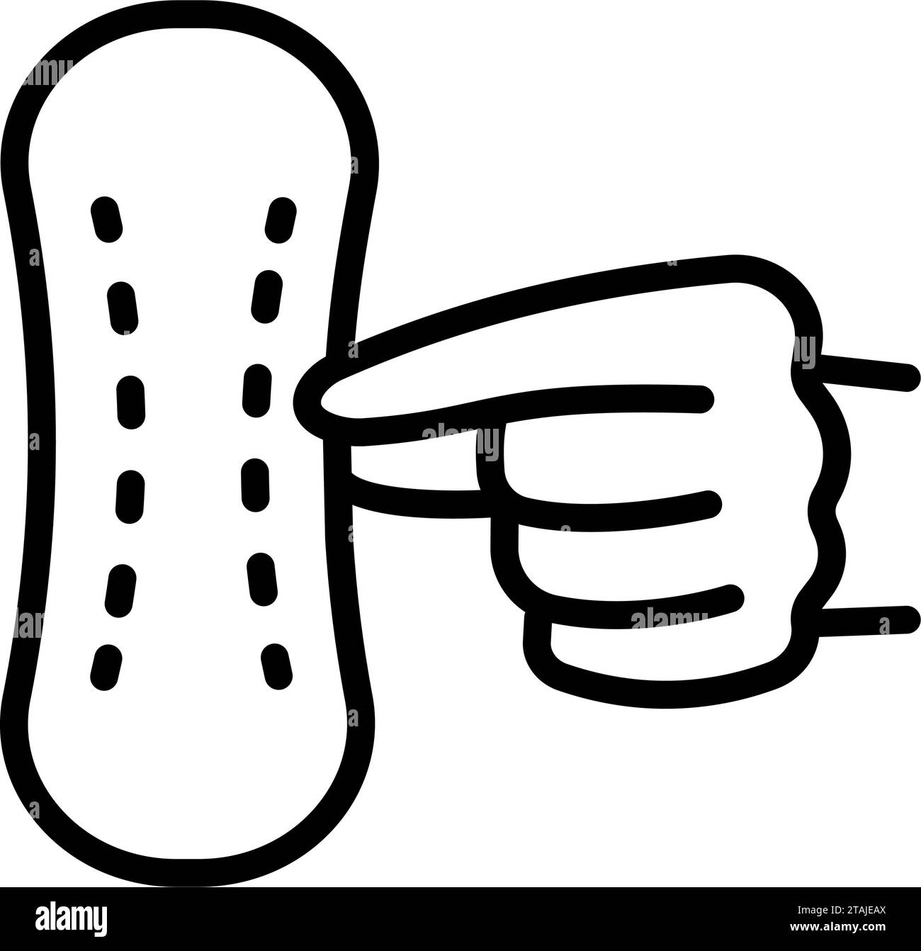 Icône de ligne de tampon menstruel hygiénique. Serviette hygiénique intime à la main, icône vectorielle de contour. Signe de style linéaire pour concept mobile et web design. Symbole, l Illustration de Vecteur