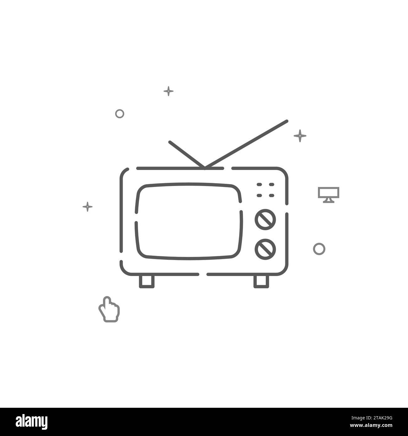 Icône de ligne vectorielle simple de l'ancien téléviseur. Symbole, pictogramme, signe isolé sur fond blanc. Contour modifiable. Régler l'épaisseur de ligne. Illustration de Vecteur