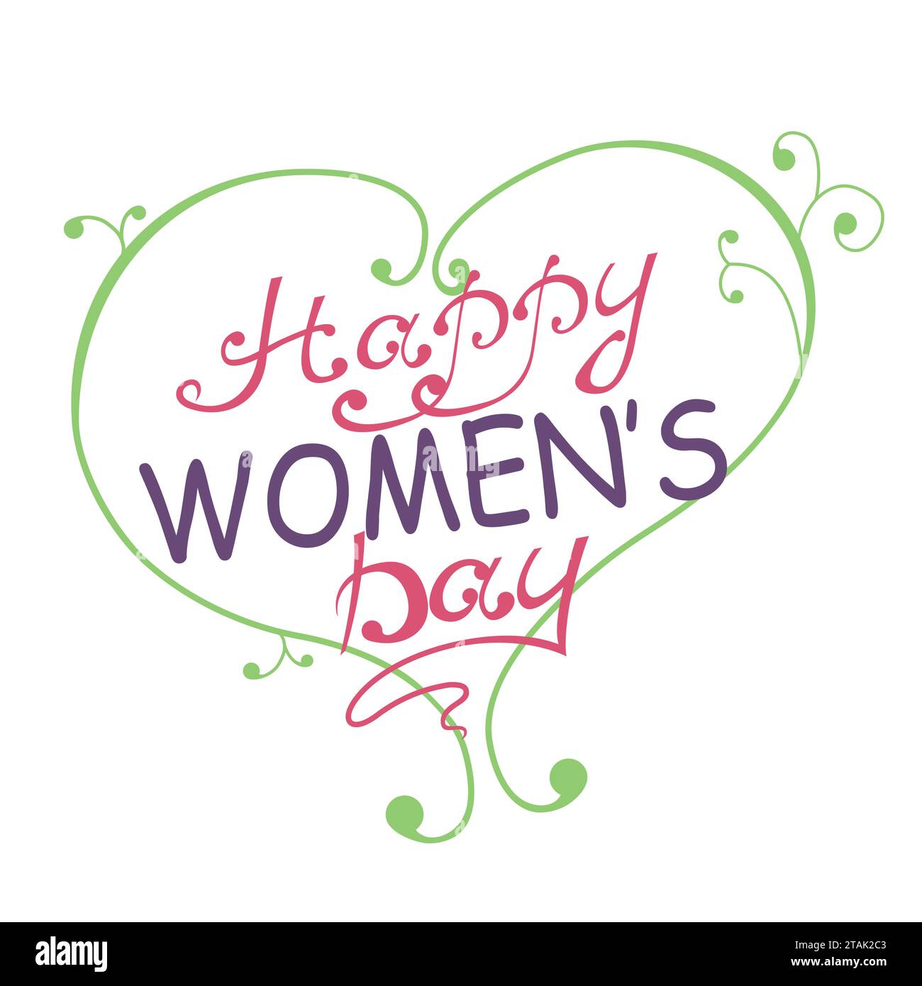 Journée internationale de la femme. Texte 8 Mars et coeur pour la conception de carte de voeux de célébration. Bonne fête des femmes. Illustration vectorielle Illustration de Vecteur