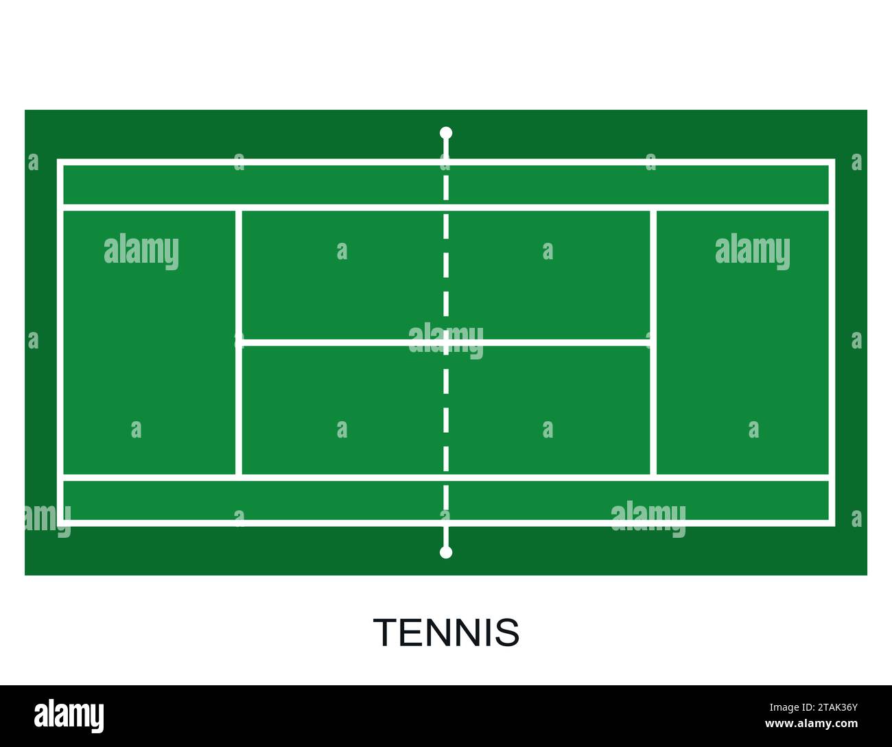 Court de tennis. Champ isolé sur fond blanc. Illustration de Vecteur