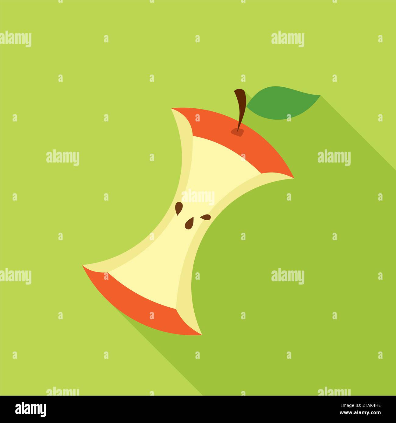 Apple Core dans le style plat avec ombre sur fond vert. Illustration vectorielle Illustration de Vecteur