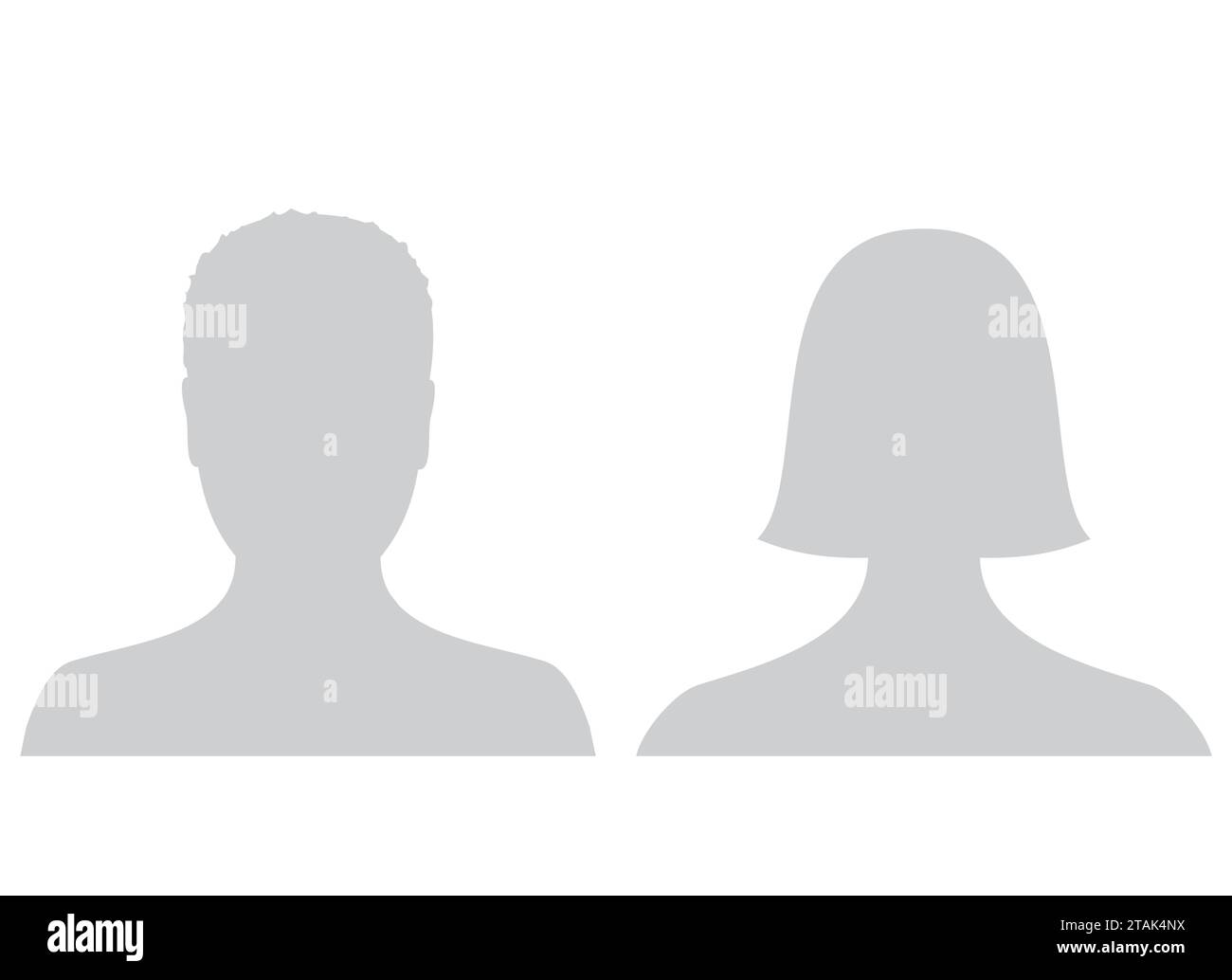 Icône d'avatar masculin et féminin par défaut. Espace réservé photo gris homme et femme. Illustration vectorielle Illustration de Vecteur