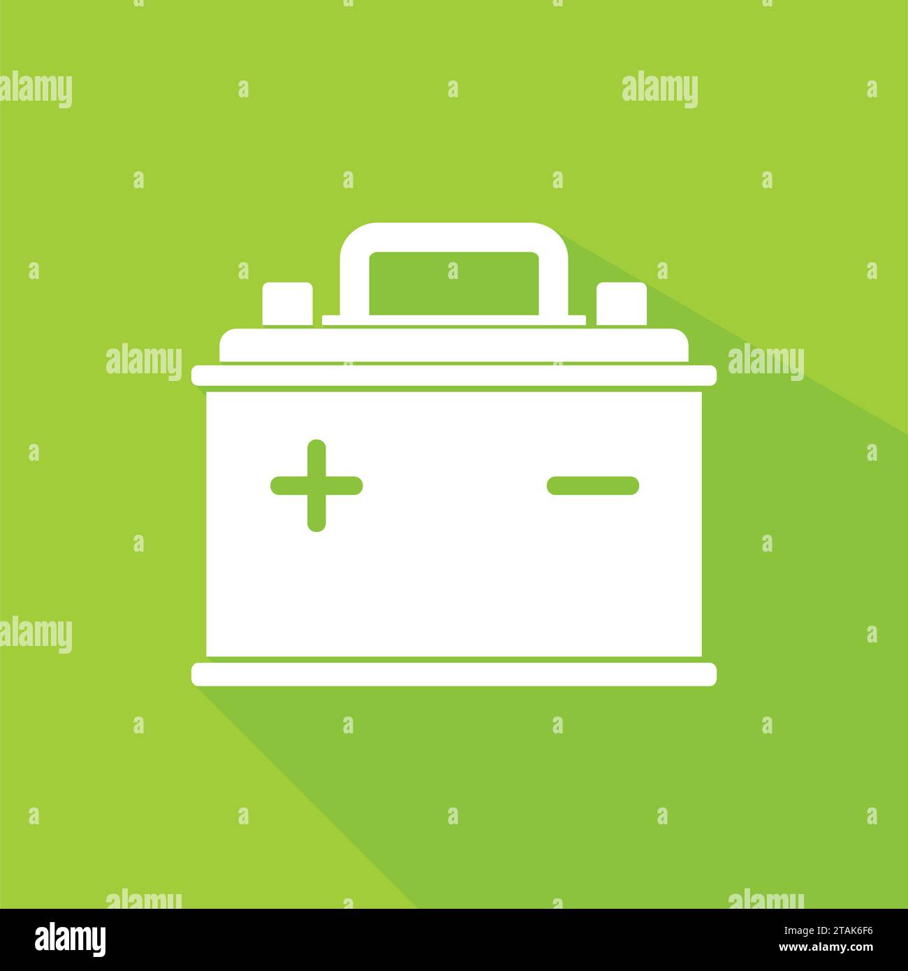 Icône de batterie de voiture isolée sur fond vert. Batterie d'accumulateurs et batterie d'accumulateurs électriques. Icône d'accumulateur de batterie car auto Illustration de Vecteur