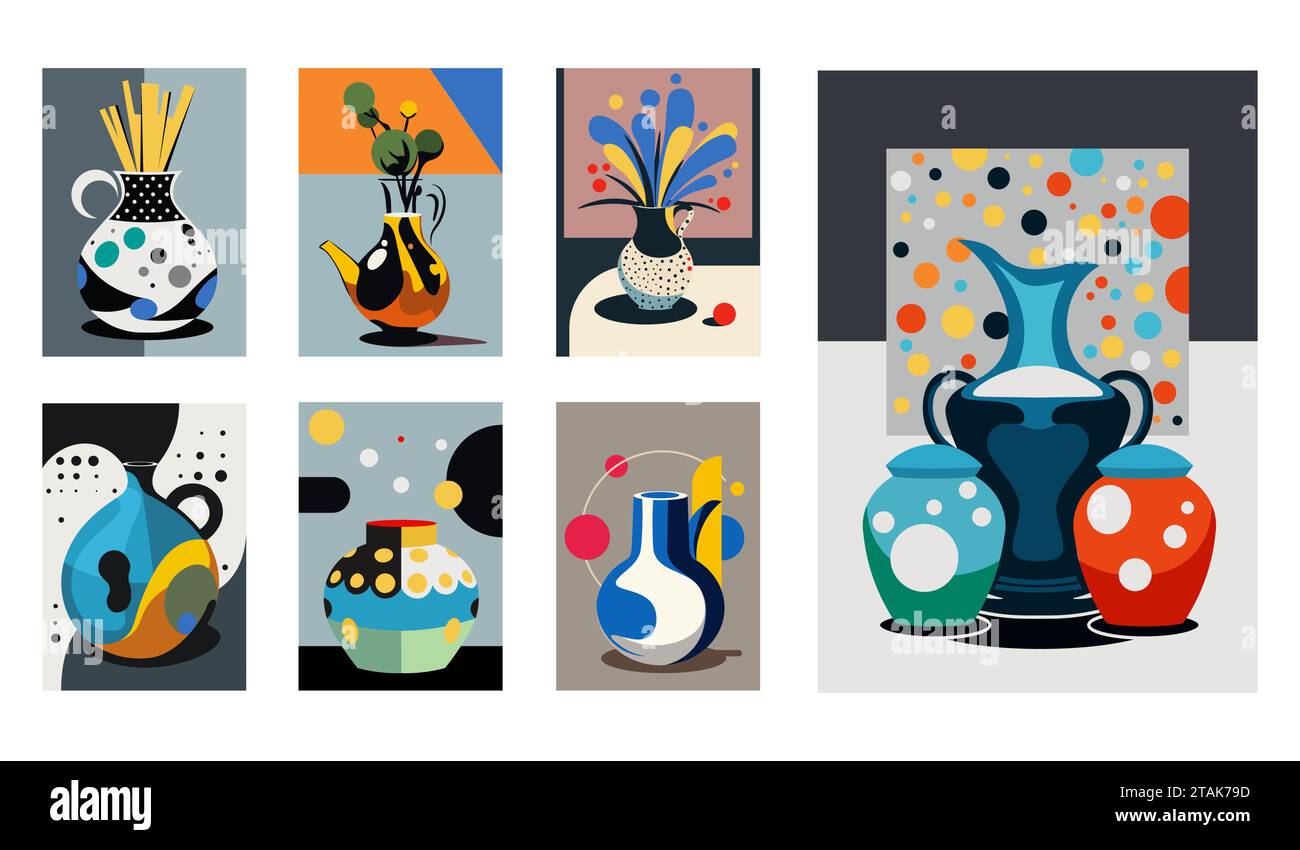 Ensemble vectoriel de peintures abstraites pour l'intérieur Illustration de Vecteur