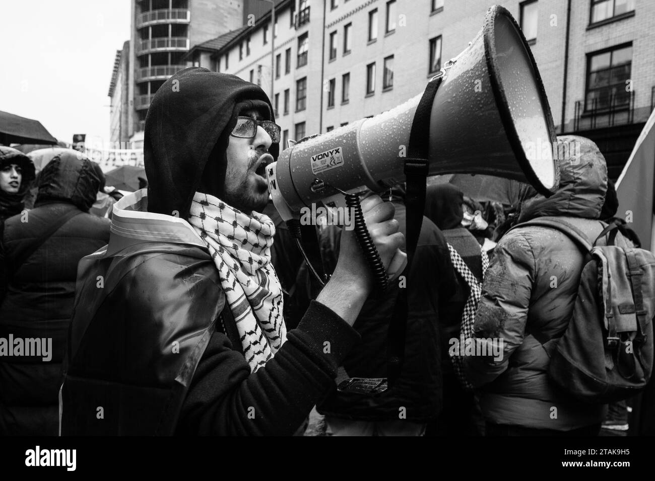 Manifestants lors D'Un rassemblement pro-palestinien de cessez-le-feu Glasgow Banque D'Images