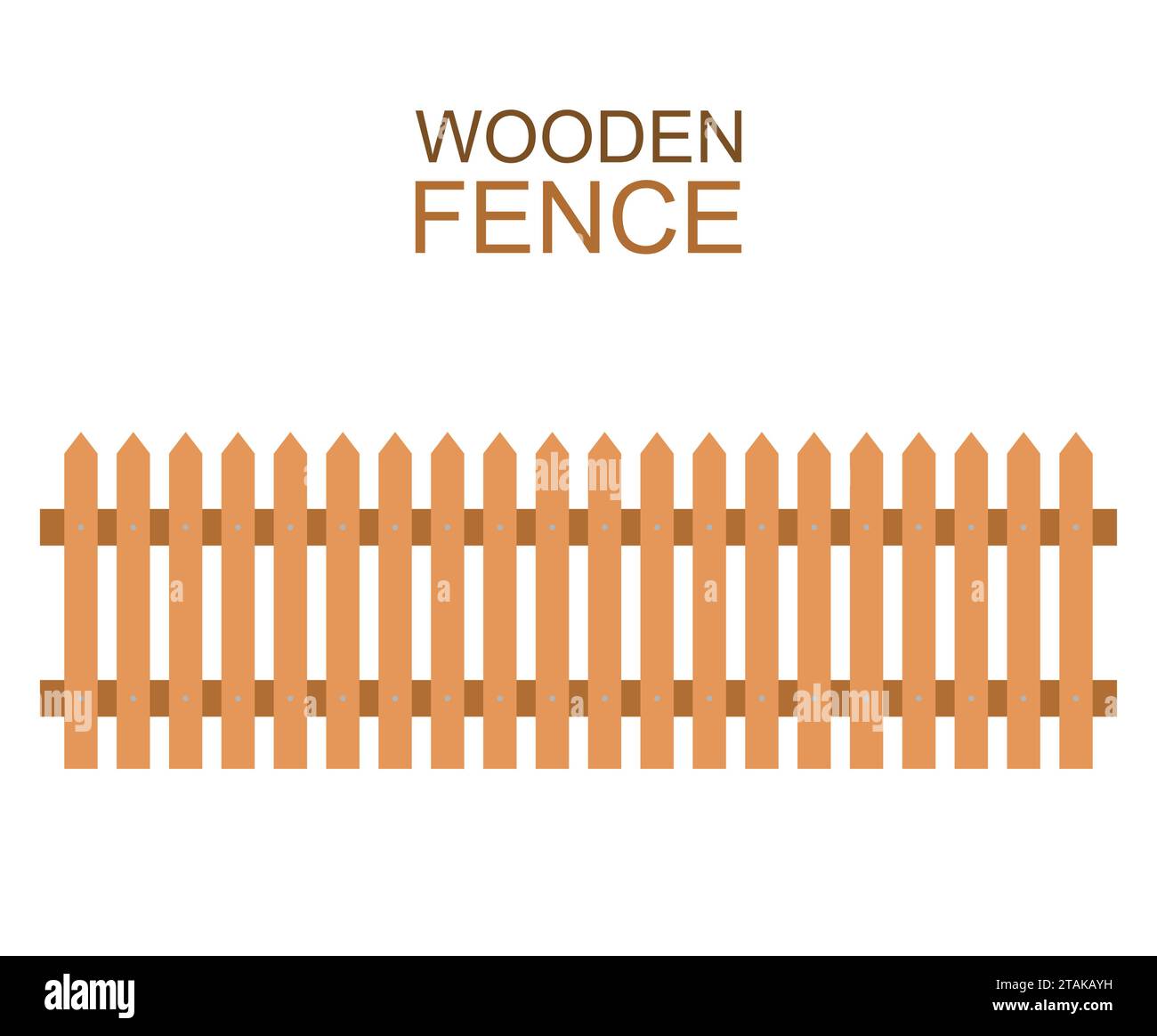 Clôture en bois isolée sur fond blanc. Illustration vectorielle de clôture de ferme. Panneaux de clôture construction de silhouette en bois dans le style plat Illustration de Vecteur