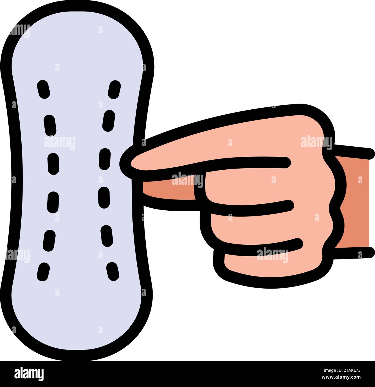 Couleur des tampons menstruels hygiéniques. Serviette hygiénique intime à la main, icône vectorielle. Signe simple pour le concept mobile et la conception Web. Symbole, illustration du logo. Illustration de Vecteur