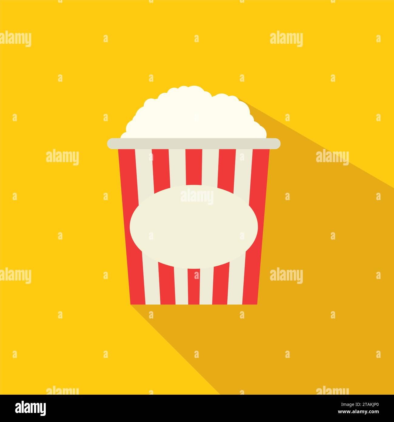 Icône de boîte de pop-corn dans un style de conception plate isolé sur fond jaune avec ombre. Illustration Cinema Vector Illustration de Vecteur
