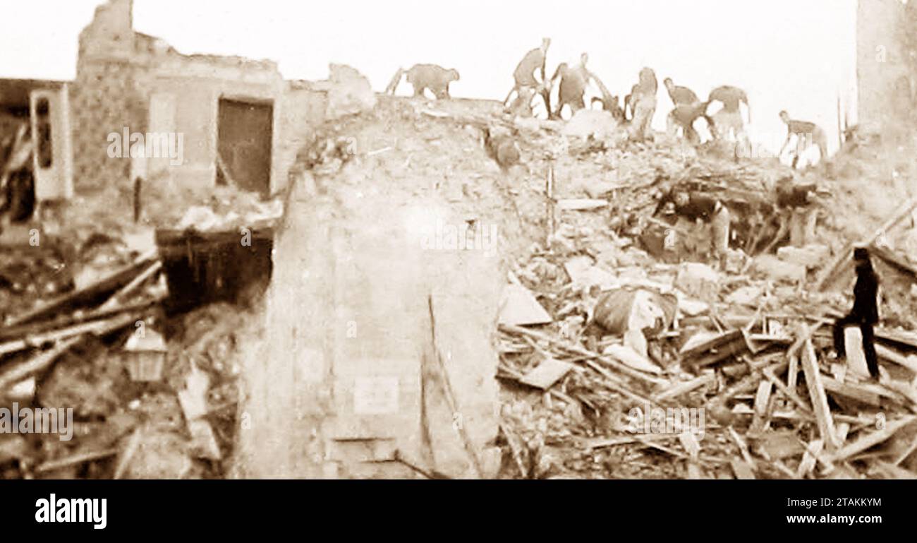 Tremblement de terre à Messine, Italie en 1908 Banque D'Images