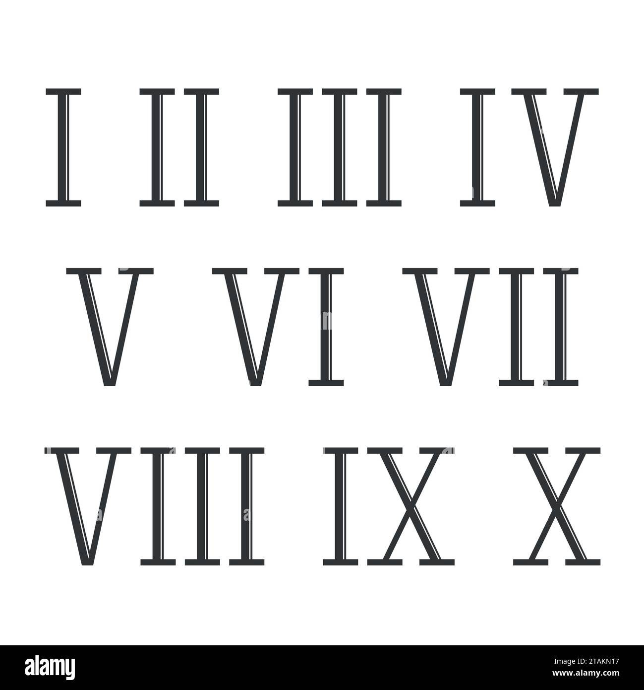 Les chiffres romains définissent le vecteur isolé sur fond blanc. Ancien alphabet romain antique numéro et police alphabet romain. Illustration de Vecteur