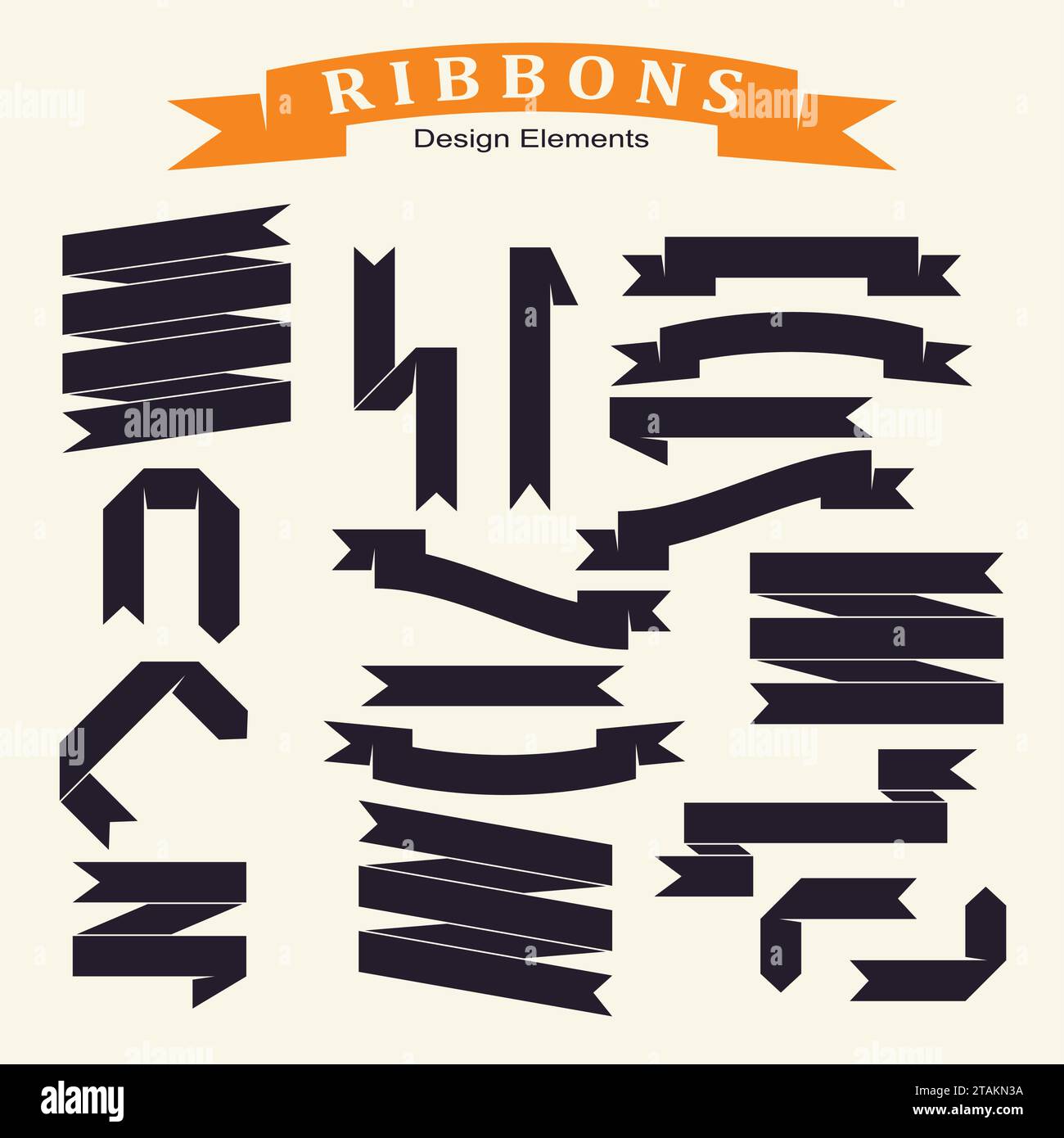 Ensemble de rubans dans le style plat. Éléments rof Illustration de Vecteur