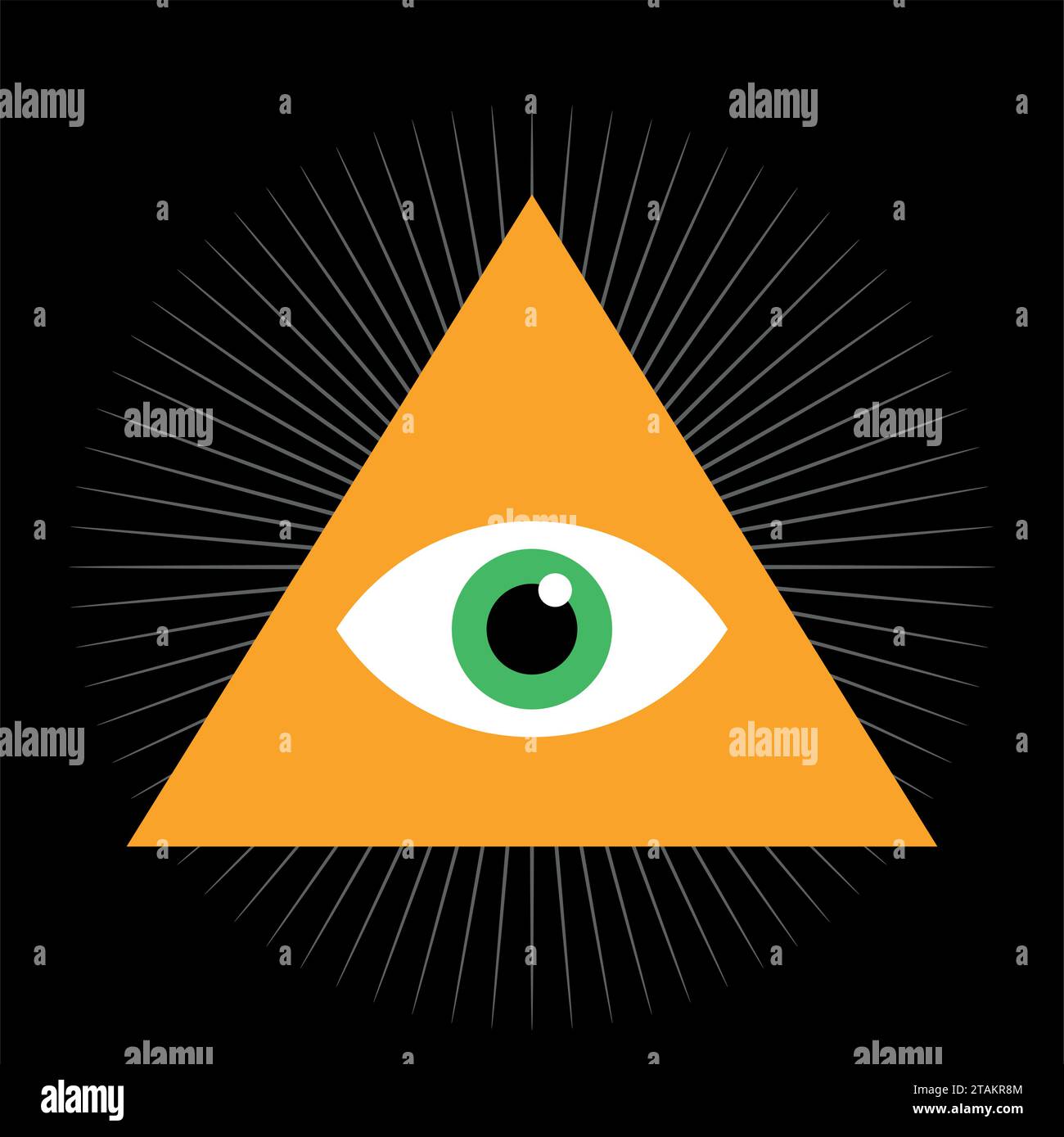 Vue. Tous voyant l'œil à l'intérieur de la pyramide triangulaire. illustration vectorielle. Symbole maçonnique. Illustration vectorielle Illustration de Vecteur