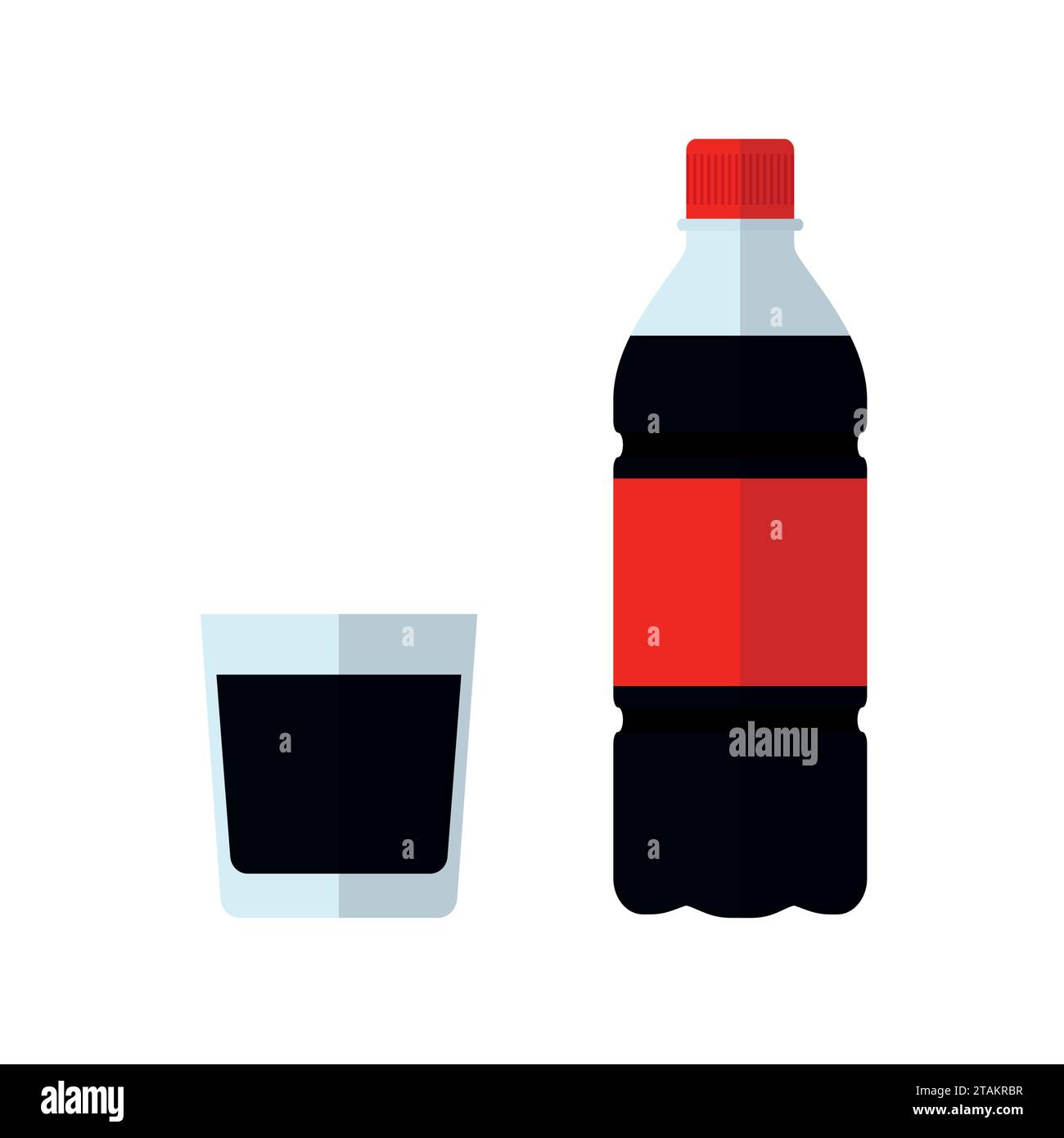 Icône de bouteille de soda et verre. Boire dans le style plat isolé sur fond blanc. Illustration vectorielle soda Illustration de Vecteur