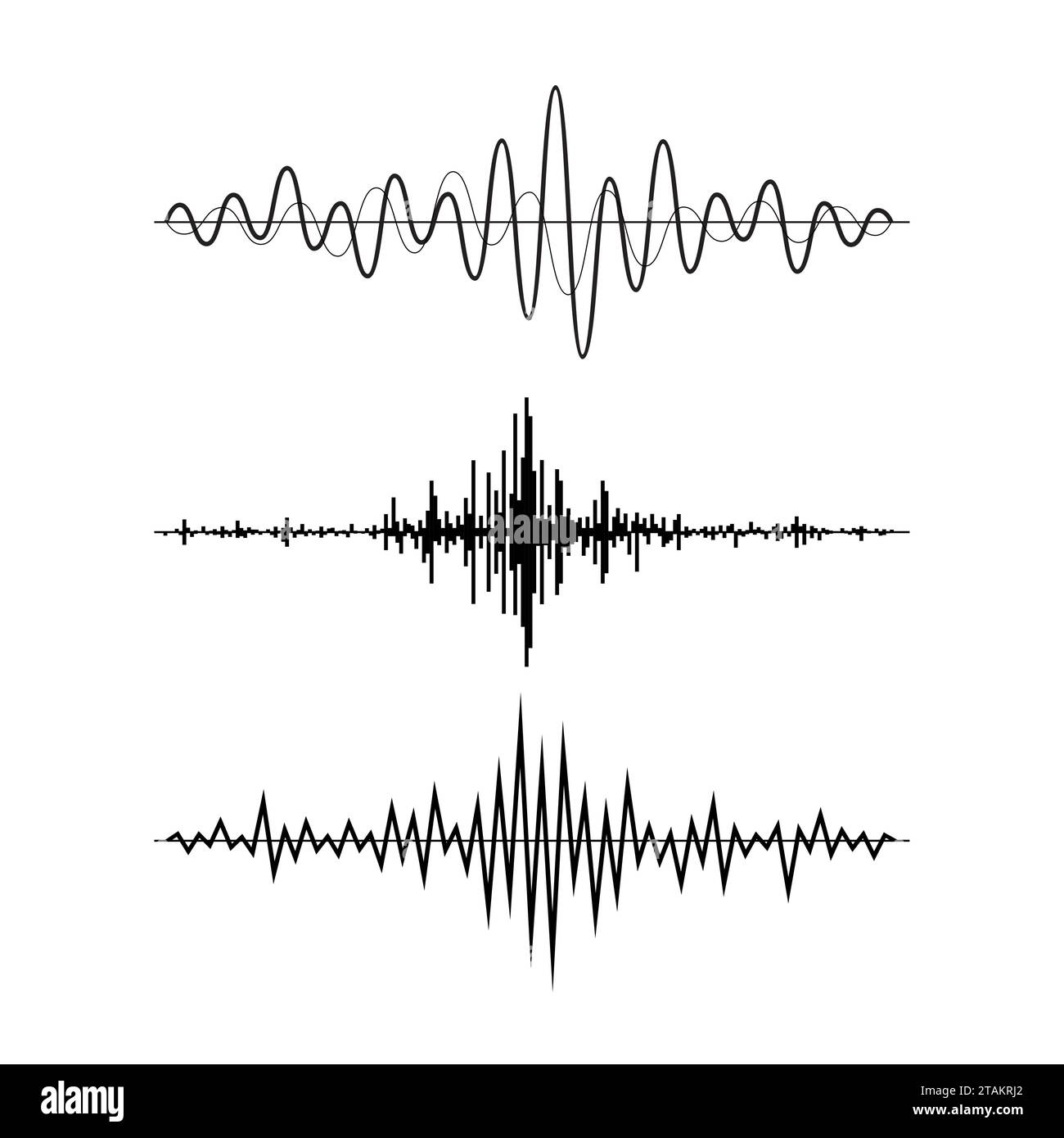 Ondes sonores de musique réglée isolé sur fond blanc. Technologie d'égaliseur audio, musique pulsée. Illustration vectorielle Illustration de Vecteur