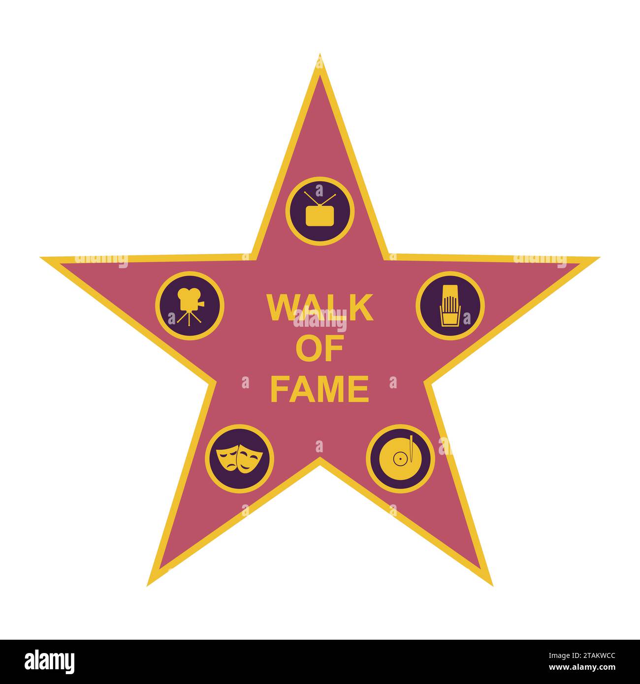 Walk of Fame star et icônes isolé sur fond blanc. Illustration vectorielle de cinq signes de catégorie Illustration de Vecteur