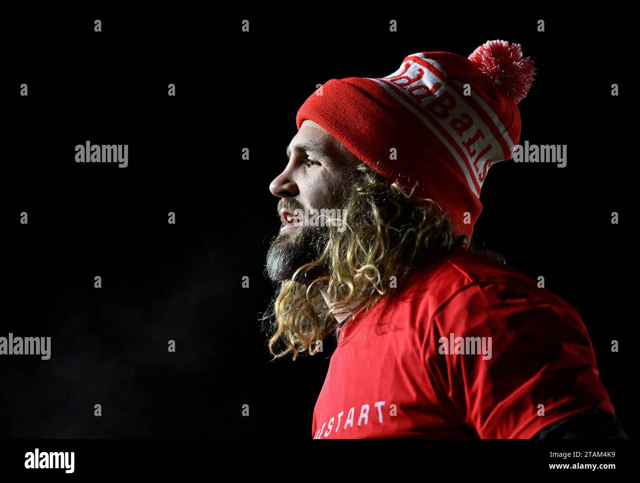 Twickenham, Royaume-Uni. 01 décembre 2023. Premier championnat Rugby. Harlequins V sale Sharks. Le Stoop. Twickenham. Luke Wallace (Harlequins) lors du match de rugby Harlequins V sale Sharks Gallagher Premiership. Crédit : Sport in Pictures/Alamy Live News Banque D'Images