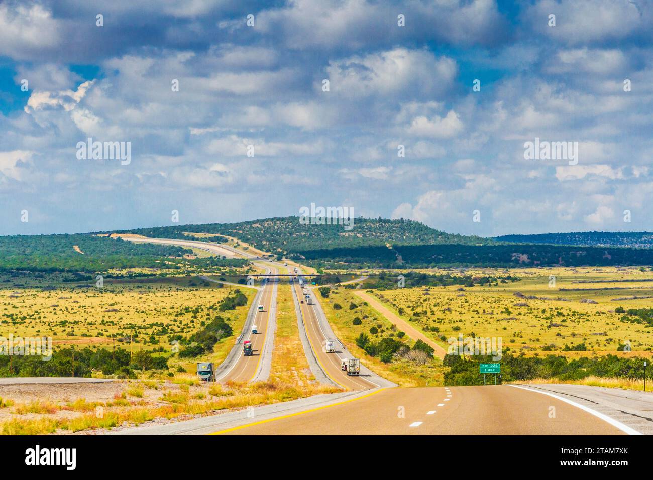 Interstate 40 entre Texas State Line et Albuquerque, Nouveau-Mexique. Banque D'Images