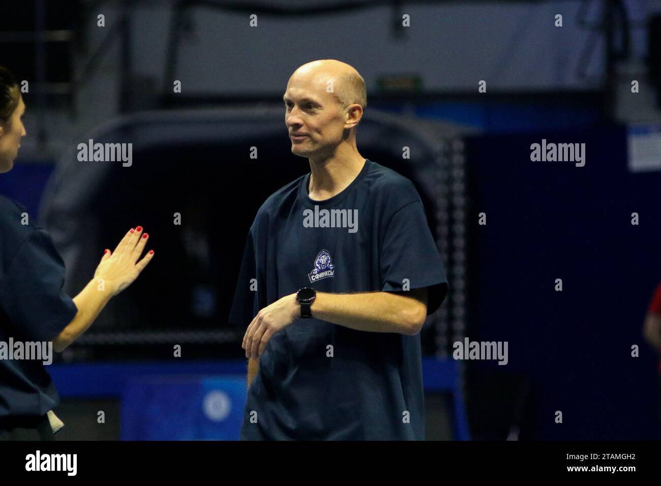 Saint-Pétersbourg, Russie. 01 décembre 2023. Nikolay Davydenko de Russie vu pendant le match de tennis exhibition des trophées de Palmyre du Nord - Tournoi international de tennis exhibition par équipe contre Daniel Khazime de Russie à KSK Arena. (Photo Maksim Konstantinov/SOPA Images/Sipa USA) crédit : SIPA USA/Alamy Live News Banque D'Images