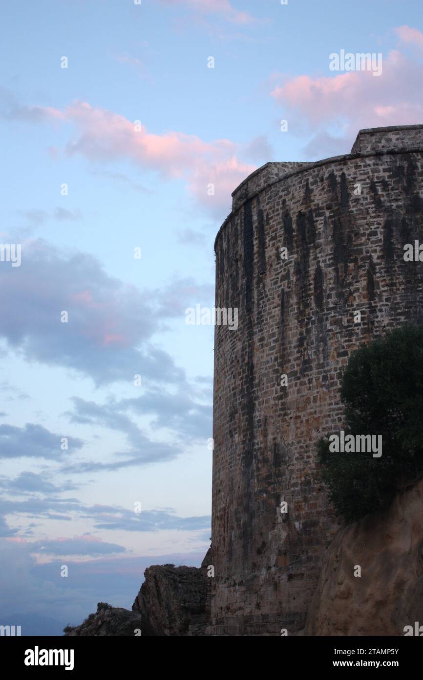 Crépuscule au château de Koroni, Grèce Banque D'Images