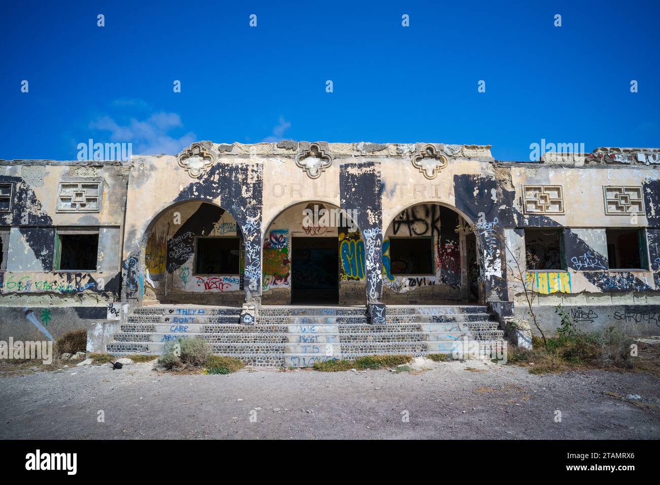 TENERIFE, ÎLES CANARIES, ESPAGNE - 25 JUILLET 2023 : ville fantôme d'Abades et colonie de lépreux abandonnée (Antiguo Leprosario Abades). Banque D'Images