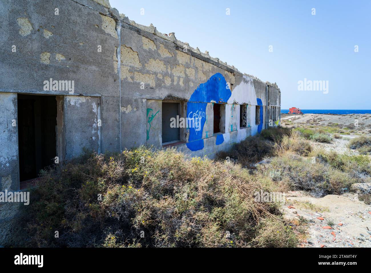 TENERIFE, ÎLES CANARIES, ESPAGNE - 25 JUILLET 2023 : ville fantôme d'Abades et colonie de lépreux abandonnée (Antiguo Leprosario Abades). Banque D'Images