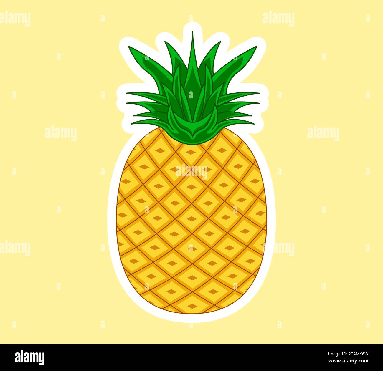 Autocollants de fruits d'ananas, adaptés à l'impression d'autocollants. Illustration de Vecteur