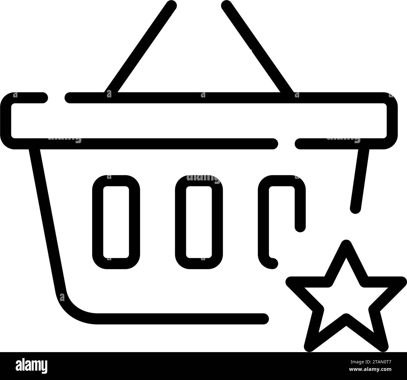 Ajout d'éléments à la liste de souhaits. Panier et symbole étoile. Contour modifiable et parfait au pixel près Illustration de Vecteur