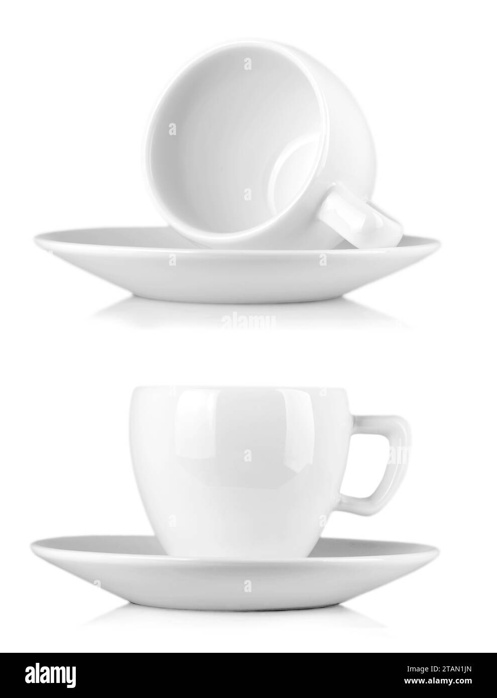 L'ensemble de petites tasses à café blanc isolé sur fond blanc Banque D'Images