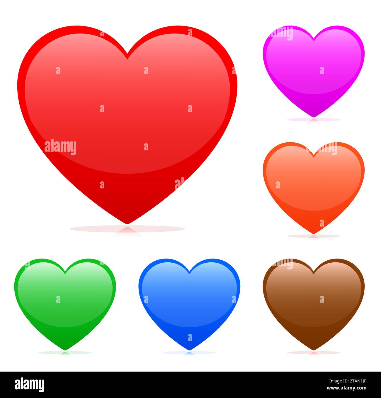 Illustration du coeur de différentes couleurs icônes définies Illustration de Vecteur