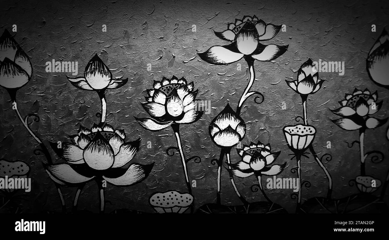 Dessin fleur noir et blanc Banque de photographies et d’images à haute