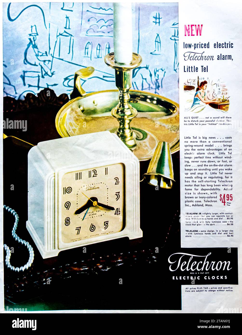 1947 téléchron horloges électriques ad Banque D'Images