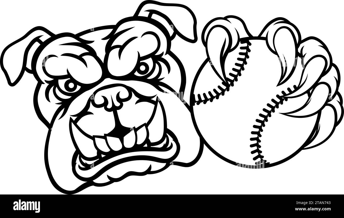 Bulldog Dog Softball Baseball Baseball Mascot Sports ball Illustration de Vecteur