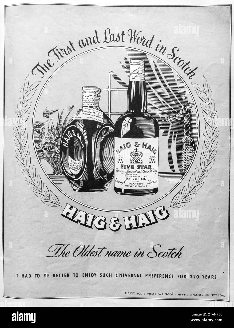 1947 annonce de Haig & Haig Scotch Whiskey Banque D'Images
